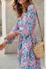 Boho Paisley V Neck Long Sleeve Maxi Dress