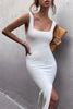 Square Neck Sleeveless Slit Dress