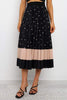 Polka Dot Color Block Pleated Midi Dress