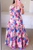 Print Shirred Bodice Tiered Maxi Dress