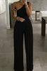 Solid One Shoulder Wide Leg Jumpsuits
