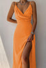 V Neck High Slit Ruched Surplice Slip Maxi Dress