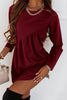 O Neck Long Sleeve Babydoll Tunic Dress