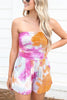 Tie Dye Pockets Strapless Romper