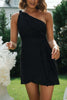 One Shoulder Asymmetry Mini Dress