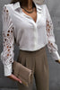 Hollow Lace Turndown Collar Blouse