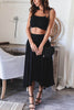 Tie Shoulder Crop Top Pockets Maxi Skirt Set