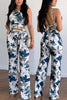Print Halter Backless Crop Pants Set