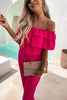 Ruffles Off the Shoulder Drawstring Jumpsuits
