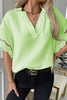 Keyhole Scalloped Edges V Neck Blouse