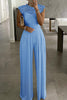 Lace Patchwork O Neck Wied Leg Jumpsuits