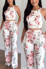 Print Halter Backless Crop Pants Set