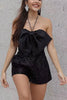 Satin Bow Halter Neck Sequin Short Romper