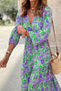 Boho Paisley V Neck Long Sleeve Maxi Dress