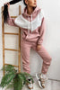 Colorblock Pocket Drawstring Hoodie & Pants Set