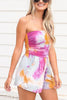 Tie Dye Pockets Strapless Romper