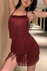 Halter Neck Open Back Tassel Hem Romper