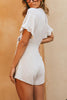 Knot Deep V Neck Short Sleeve Romper