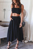 Tie Shoulder Crop Top Pockets Maxi Skirt Set
