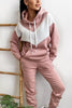 Colorblock Pocket Drawstring Hoodie & Pants Set
