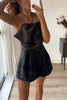 Satin Bow Halter Neck Sequin Short Romper