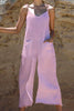 Solid Tie Shoulder Slip Jumpsuits
