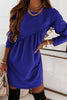 O Neck Long Sleeve Babydoll Tunic Dress