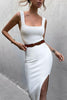 Square Neck Sleeveless Slit Dress