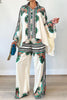 Print Bat Blouse Loose Pants Set