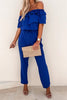 Ruffles Off the Shoulder Drawstring Jumpsuits