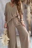 V Neck Bat Blouse Pants Set