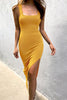 Square Neck Sleeveless Slit Dress