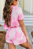 Tie Dye Short Sleeve Drawstring Short Set