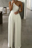 Solid One Shoulder Wide Leg Jumpsuits