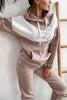 Colorblock Pocket Drawstring Hoodie & Pants Set