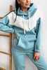 Colorblock Pocket Drawstring Hoodie & Pants Set