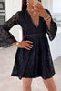 See Though Flares Sleeve V Neck Mini Dress