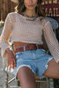 Sheer Logn Sleeve Crochet Crop Top