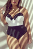 Color Block Ruffles One-piece Swimwears