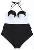 Color Block Ruffles One-piece Swimwears