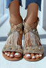 Rhinestone Tassels Flat Sandals