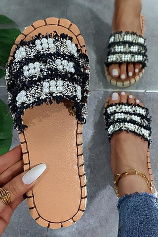 Pearl Tassels Flat Slipper