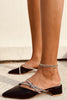 Rhinestone Decor Point Toe Chunky Heeled Mules
