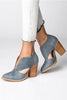 V Cutout Chunky Heel Ankle Boots
