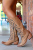Laser Cut Lace Up High Boot