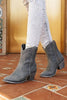 Slip On Mid Chunky Heels Boots