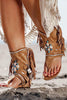 Tassel Beaded Toe Post Flat Sandals