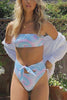 Tie Dye Strapless Knot Waist Bikini Set