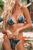 Print Lace Up Low Waist Bikini Set
