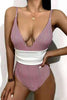Stripe Backless One Piece Swimwears
